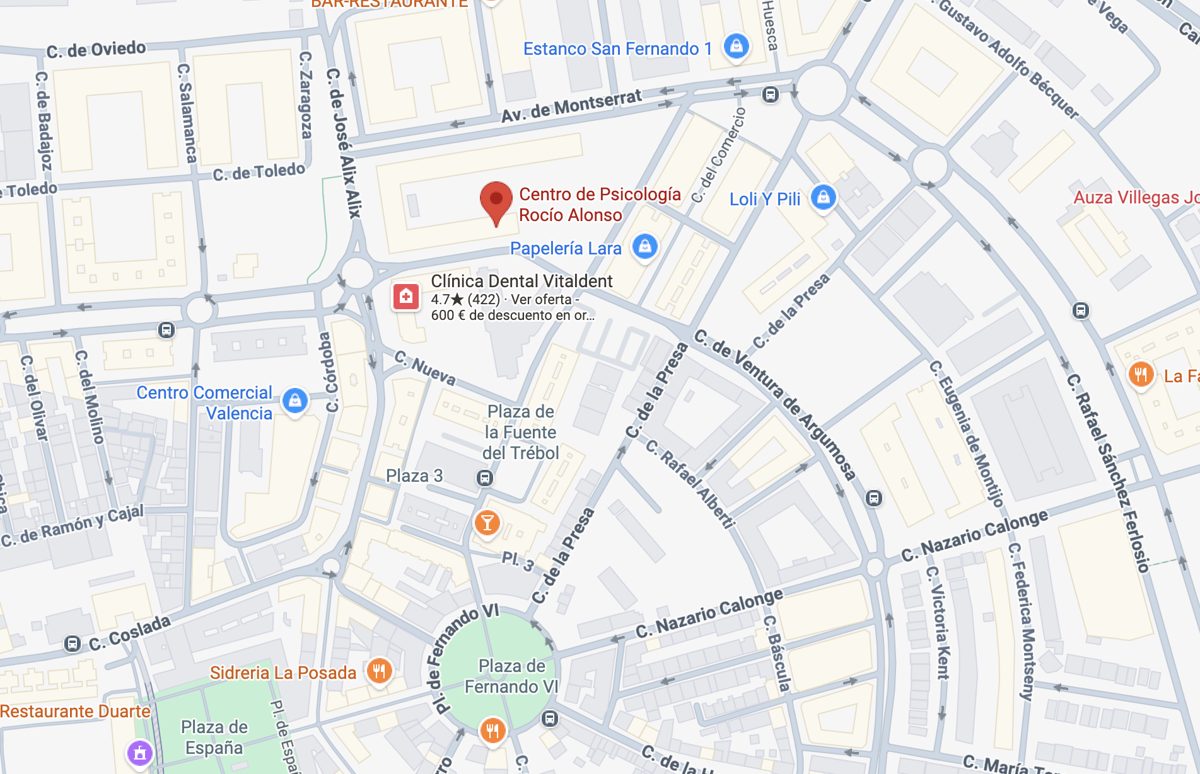 Mapa de ubicación del Centro de Psicología Rocío Alonso